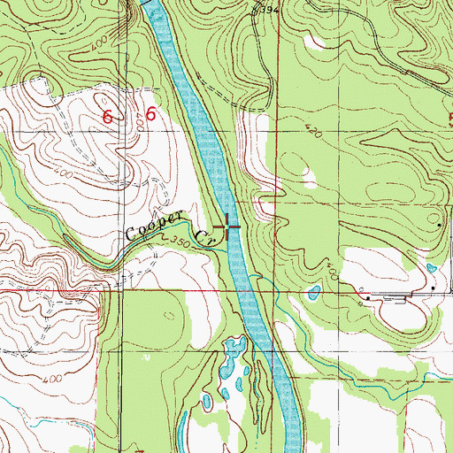Topographic Map of Cooper Creek, OK