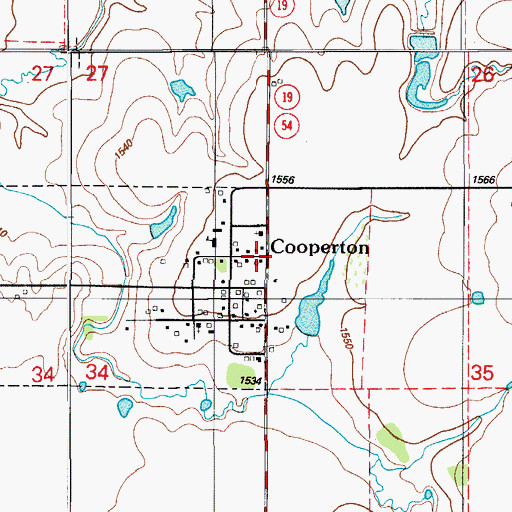 Topographic Map of Cooperton, OK