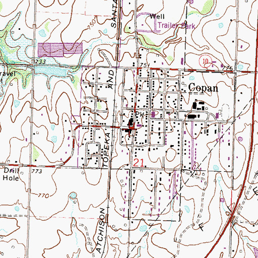 Topographic Map of Copan, OK