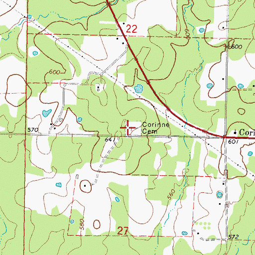 Topographic Map of Corinne Cemetery, OK