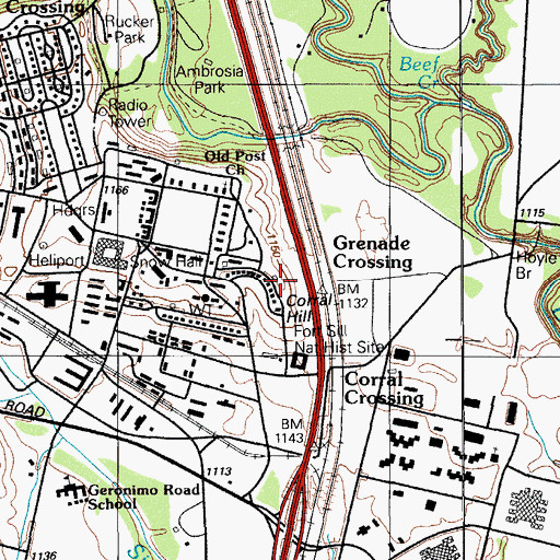 Topographic Map of Corral Hill, OK