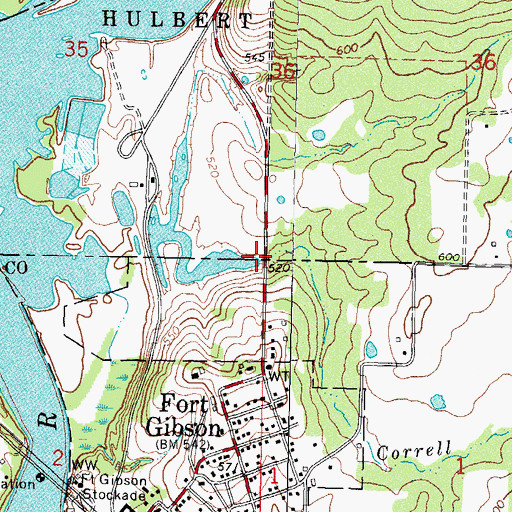 Topographic Map of Correll Branch, OK