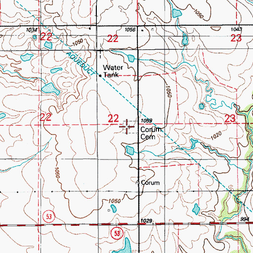 Topographic Map of Corum Cemetery, OK