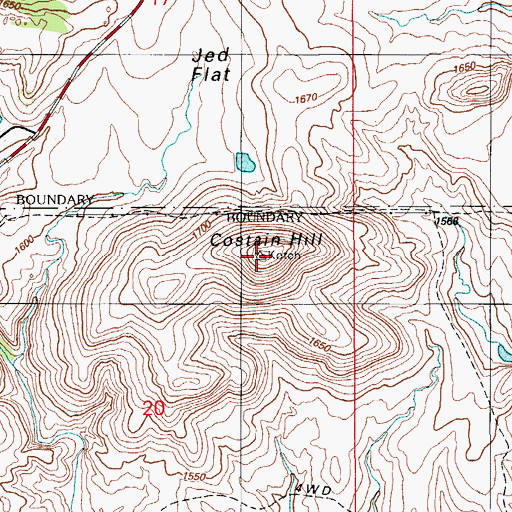 Topographic Map of Costain Hill, OK