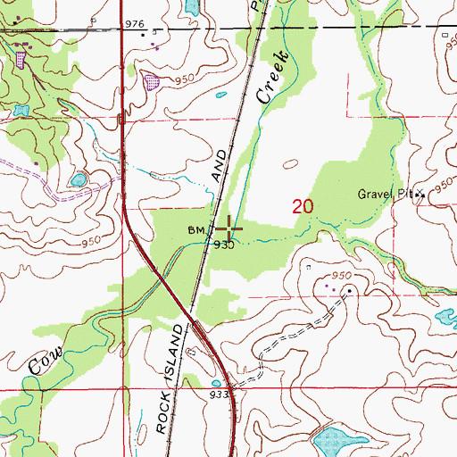 Topographic Map of Cotton Creek, OK
