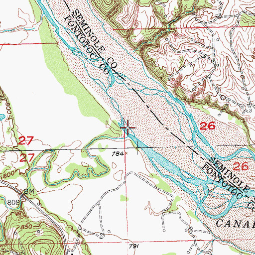 Topographic Map of Cotton Creek, OK