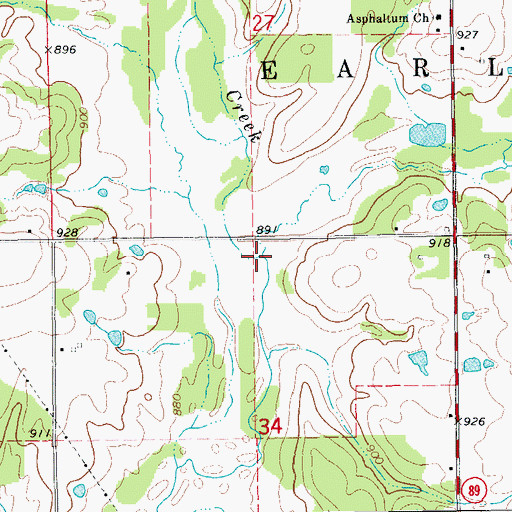 Topographic Map of Cottonwood Creek, OK