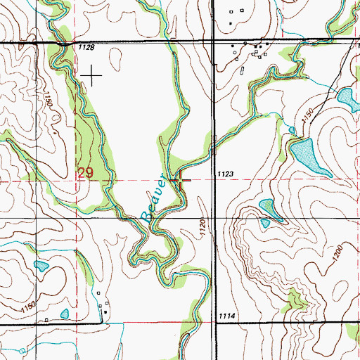 Topographic Map of Cottonwood Creek, OK