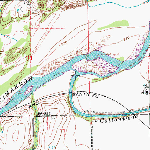 Topographic Map of Cottonwood Creek, OK