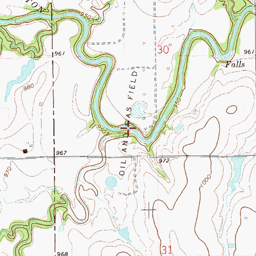 Topographic Map of Cottonwood Creek, OK
