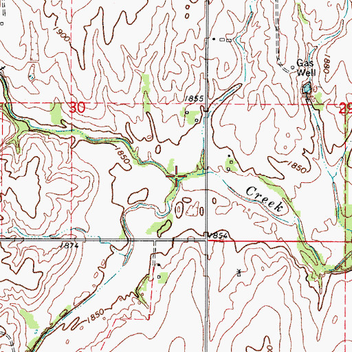 Topographic Map of Cottonwood Creek, OK