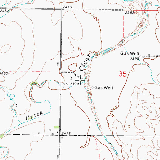 Topographic Map of Cottonwood Creek, OK