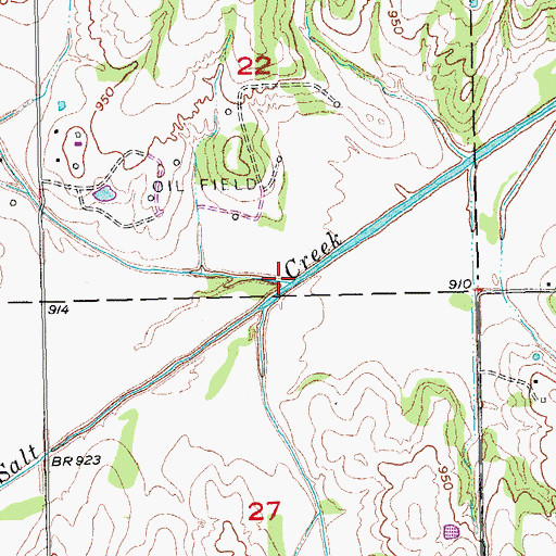 Topographic Map of Cottonwood Creek, OK