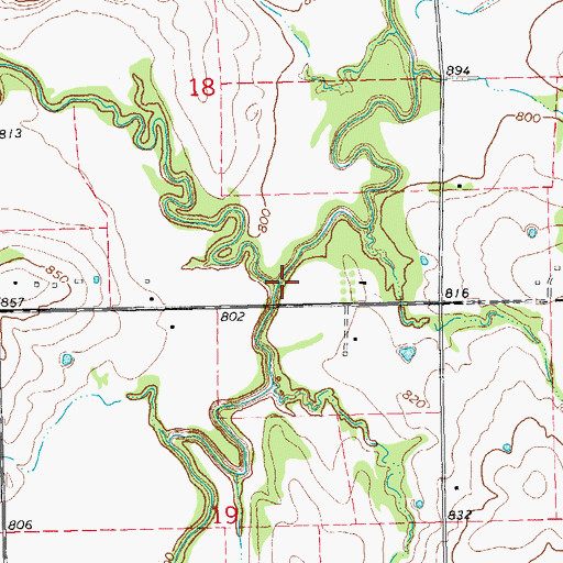 Topographic Map of Cottonwood Creek, OK