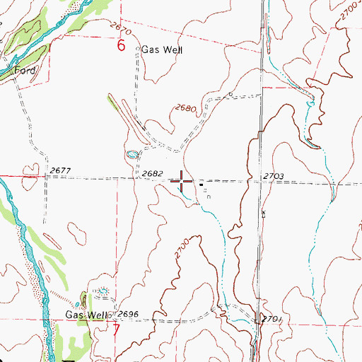Topographic Map of Cottonwood Creek, OK