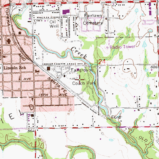 Topographic Map of Couch Park, OK