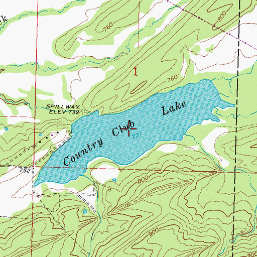 Topographic Map of Country Club Lake, OK