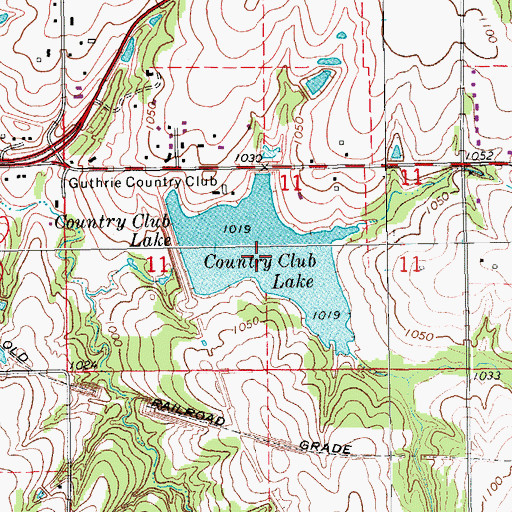 Topographic Map of Country Club Lake, OK