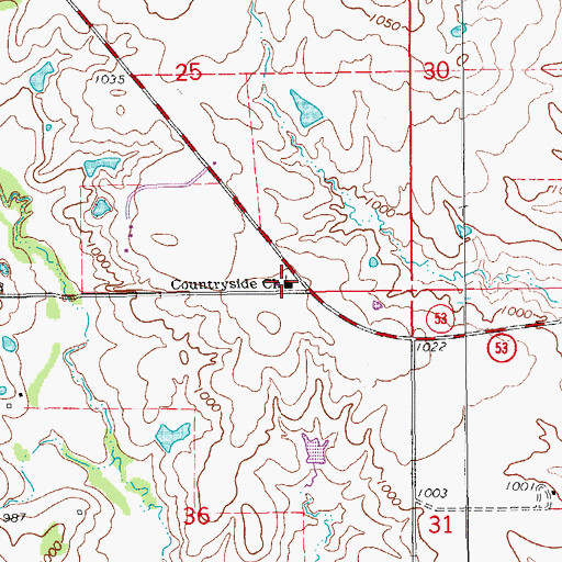 Topographic Map of Countryside Church, OK