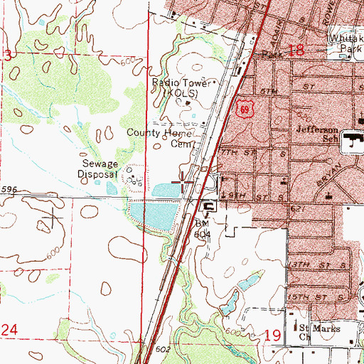 Topographic Map of County Home Cemetery, OK