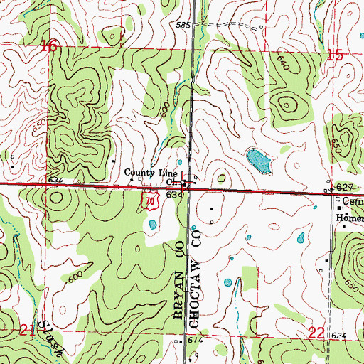 Topographic Map of County Line Church, OK