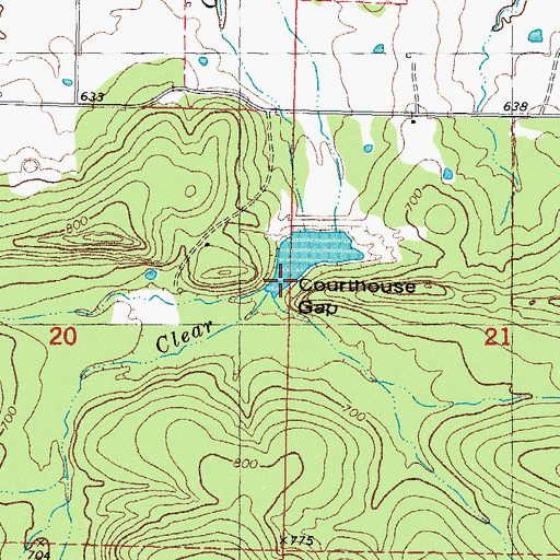 Topographic Map of Courthouse Gap, OK