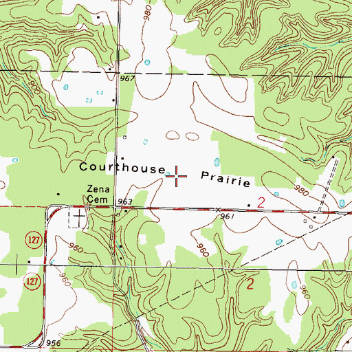 Topographic Map of Courthouse Prairie, OK