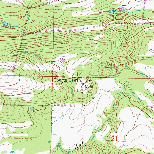 Topographic Map of Courts Cemetery, OK
