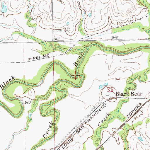 Topographic Map of Cow Creek, OK