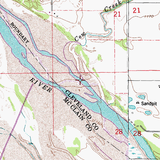 Topographic Map of Cow Creek, OK