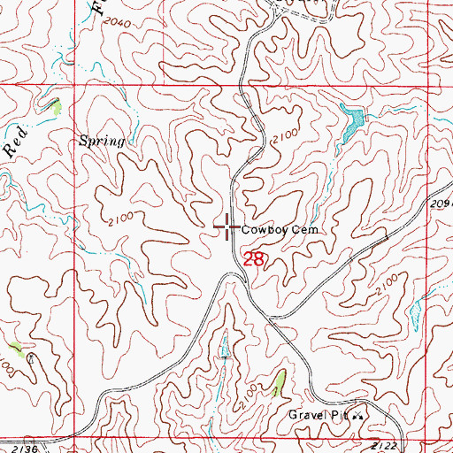 Topographic Map of Cowboy Cemetery, OK