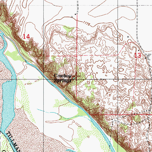 Topographic Map of Cowboy Springs, OK