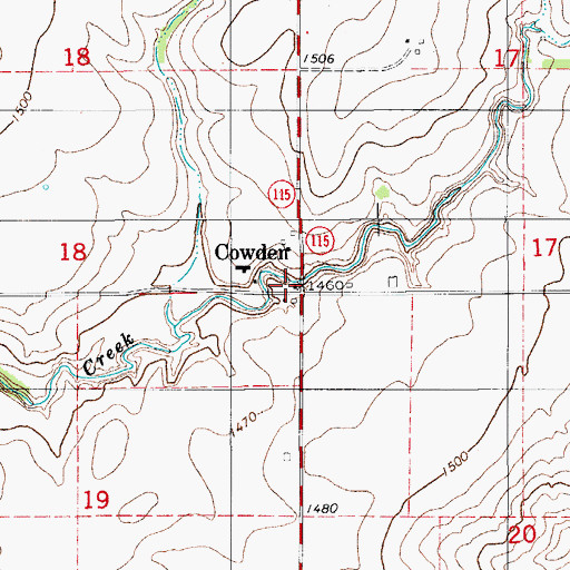 Topographic Map of Cowden, OK