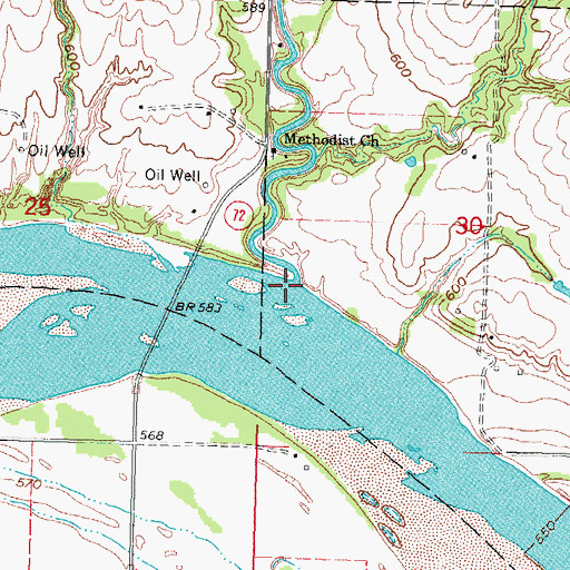 Topographic Map of Coweta Creek, OK