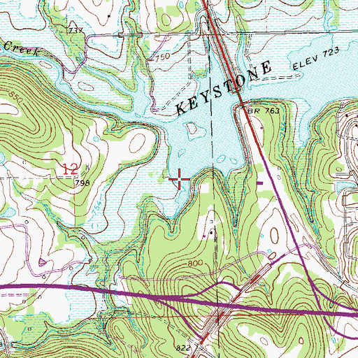 Topographic Map of Cowskin Creek, OK