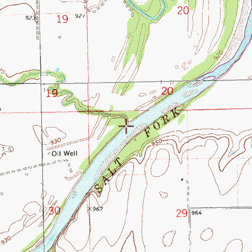Topographic Map of Cowskin Creek, OK