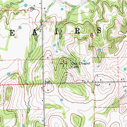 Topographic Map of Cox Chapel Cemetery, OK