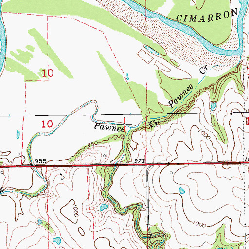 Topographic Map of Cox Creek, OK