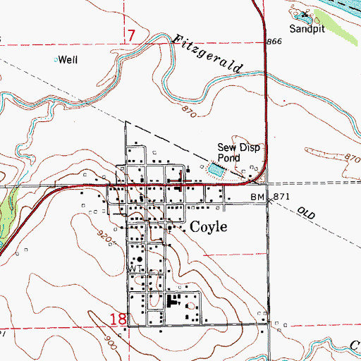 Topographic Map of Coyle, OK