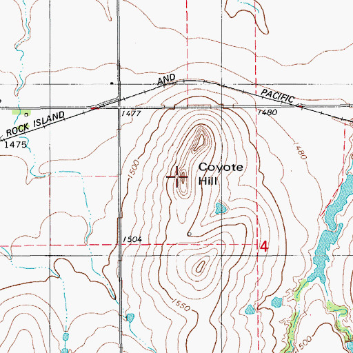 Topographic Map of Coyote Hill, OK