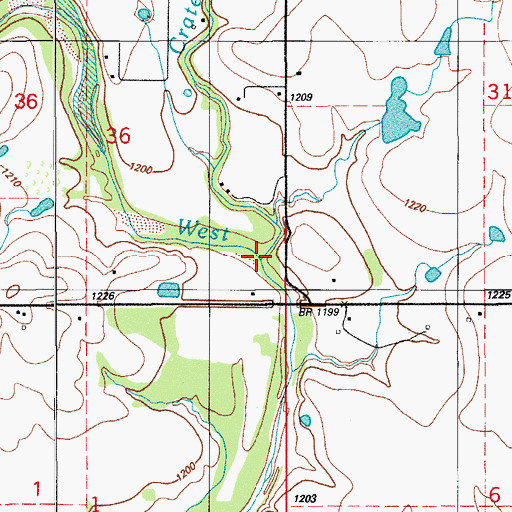 Topographic Map of Crater Creek, OK