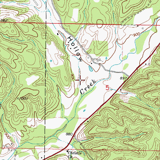 Topographic Map of Crazy Hollow, OK