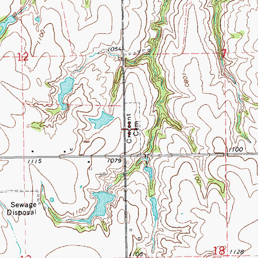 Topographic Map of Crescent Cemetery, OK