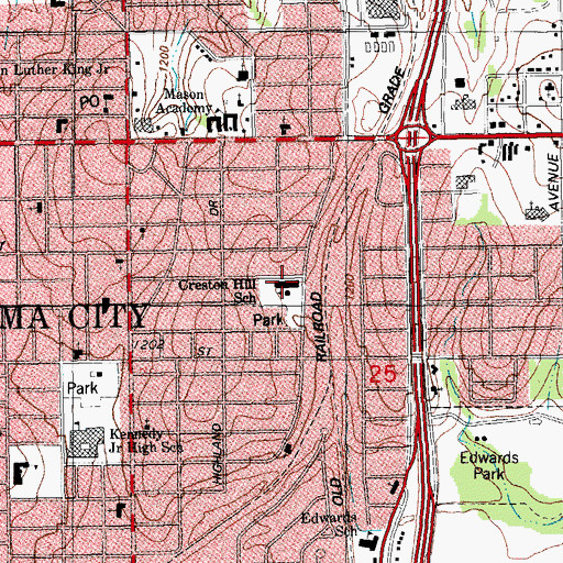 Topographic Map of John Wesley Charter School, OK