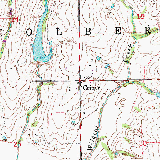 Topographic Map of Criner, OK