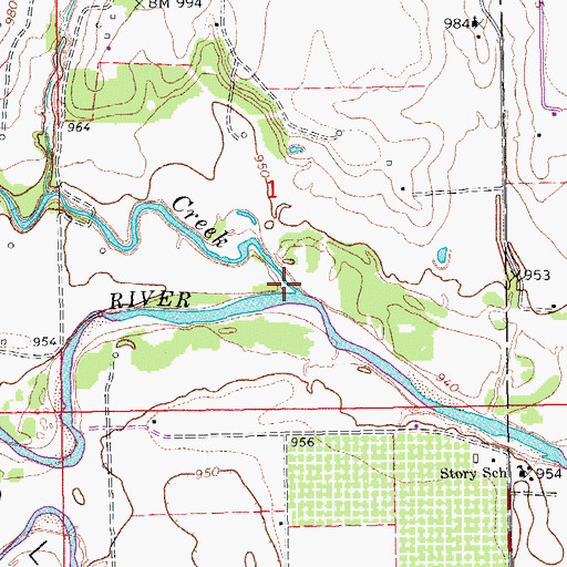 Topographic Map of Criner Creek, OK