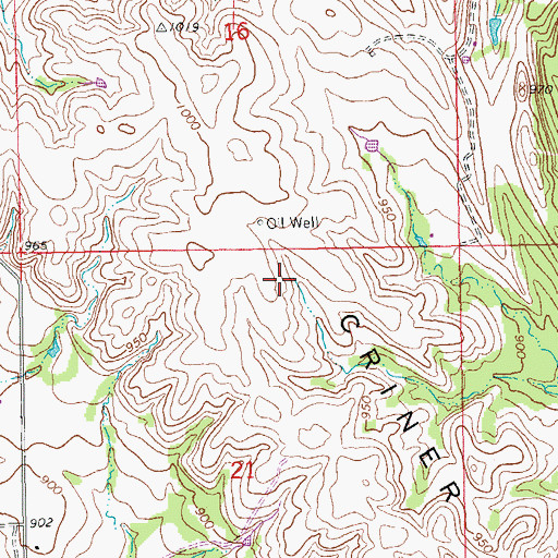 Topographic Map of Criner Hills, OK