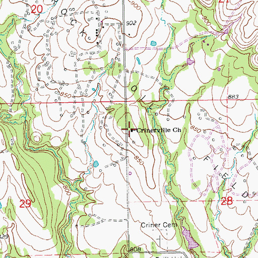 Topographic Map of Crinerville Church, OK