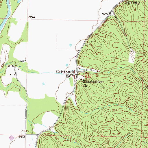 Topographic Map of Crittenden Cemetery, OK