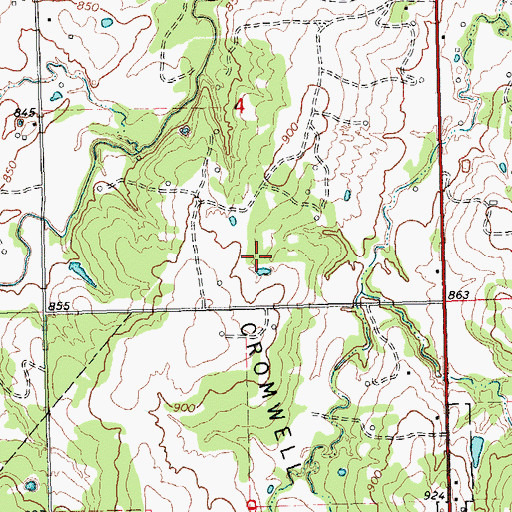 Topographic Map of Cromwell Oil Field, OK
